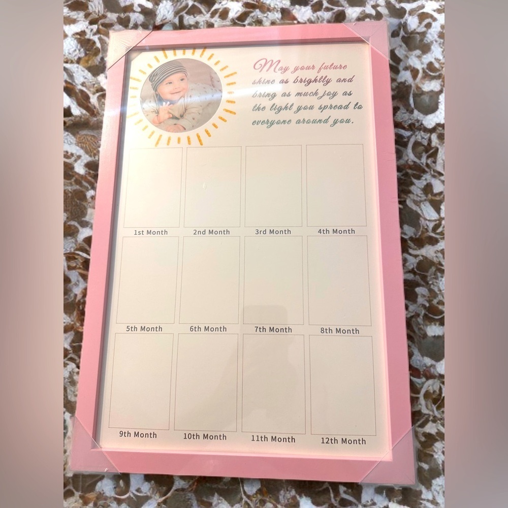 NEW Frame for Baby 1st Birthday: First Birthday Decorative Picture Frame Pink